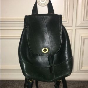 Vintage real green leather coach backpack